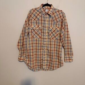 Vintage 1980 Levi's Olympic pearl snap western button down shirt plaid rodeo